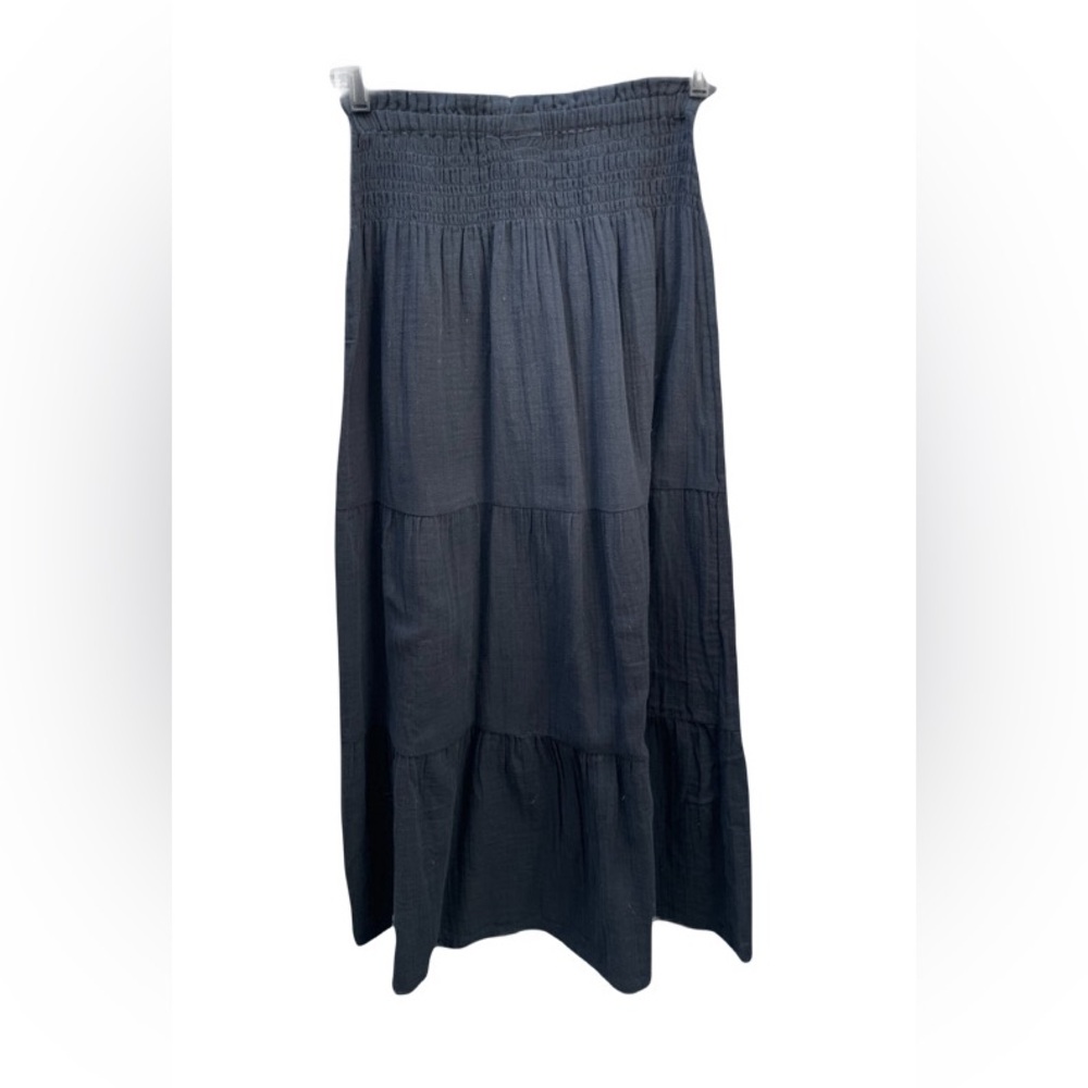 ❤️ GAP CRINKLE GAUZE TIERED BLACK MAXI SKIRT SIZE XXS